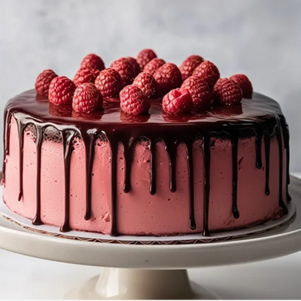 raspberry chocolate cake for Christmas dessert